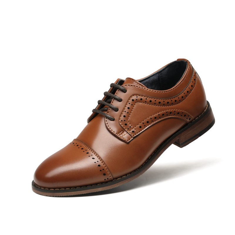 Bruno Marc Big Kid Prince_K_1 Brown Boy's Classic Oxfords Dress Shoes Size 4 M US Big Kid - Image 1